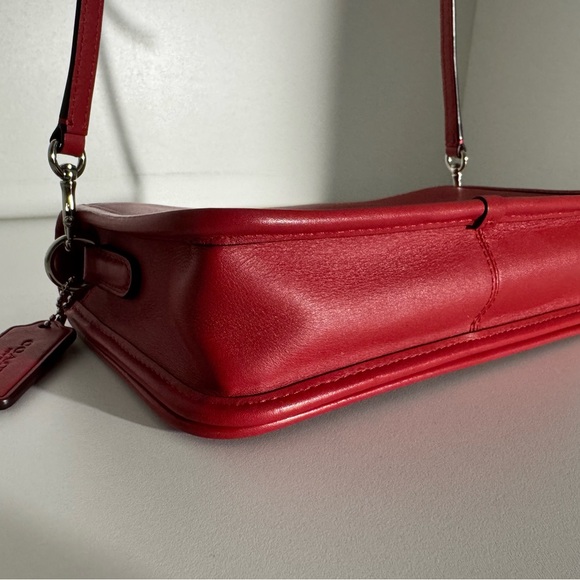 COACH Red Penny Smooth Glove Calf Leather Shoulder Crossbody Bag - Picture 9 of 14